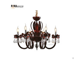 Modern Home Decorative Lighting Wine Red Murano Glass Crystal Chandelier Rm8811 8