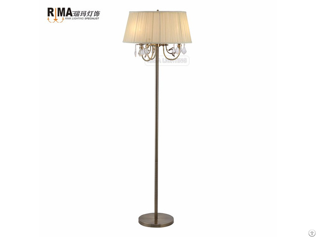 Decorative Fabric Lampshade Crystal Floor Lamp Modern