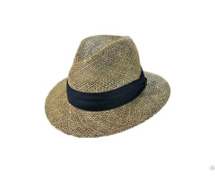 Natural Mens Straw Fedora Seagrass Hat