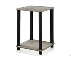 Home Modern Design Simple Square Grey Black Finish Simplistic End Table Wholesale