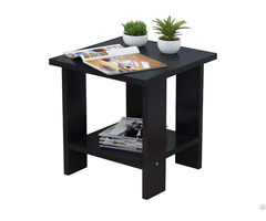 Home Cheap Simplistic Black Square Wooden End Side Table With Stroage Shelf