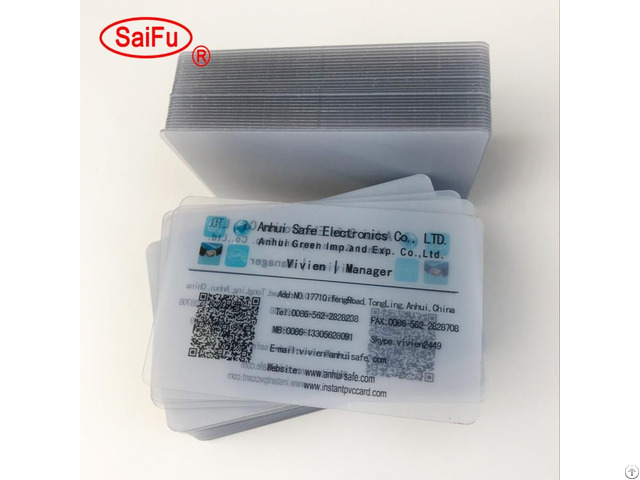 Blank Inkjet Transparent Pvc Card With Cr80 Size