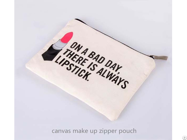 Cotton Canvas Cosmetics Zipper Pouch