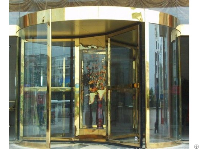 High Quality Gold Color Automatic Revolving Stainless Steel Hotel Door