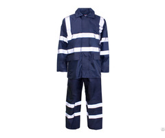China Free Sample High Quality Waterproof Navy Blue 190t Polyester Pvc Raincoat Manufacturer