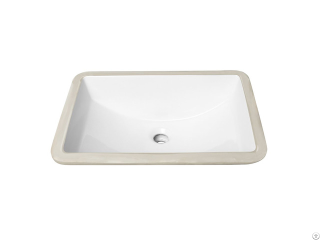 White Porcelain Rectangular Undermount Basin Sink