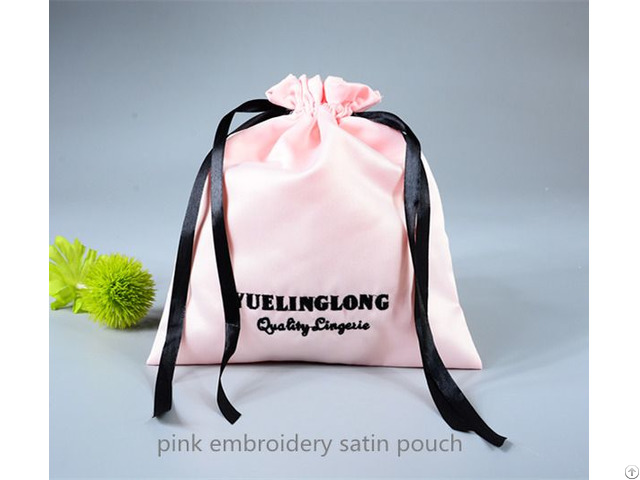 Satin Gift Pouch With Embroidery Logo