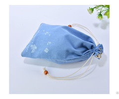 Double Layers Cotton Drawstring Bag With Vintage Beads