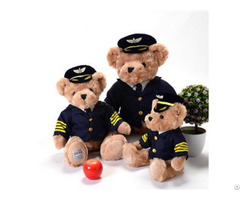 New High Quality Captain Bear Doll Wearing Cap Teddy Pilot Uniform Plush Toy