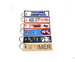 Wholesale Custom Logo Embroidery Key Chains Tags Rings Fabric Pilot Chain