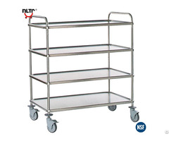 Stainless Steel Four Tier Serving Carts Round Tube