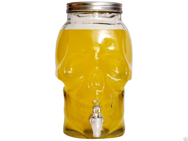 4l Skull Glass Beverage Dispenser With Lid And Tap