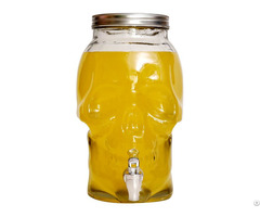 4l Skull Glass Beverage Dispenser With Lid And Tap