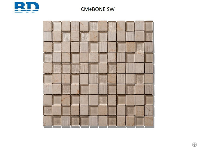 Time Texture Square Stone And Glass Mosaic Beige