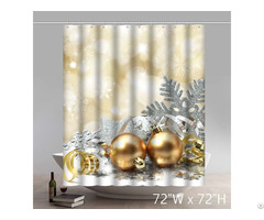 Christmas Bell Snowflake Pattern Gold Shower Curtain