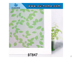 Bt847 Stained Green Leaves Pvc Privacy Window Film