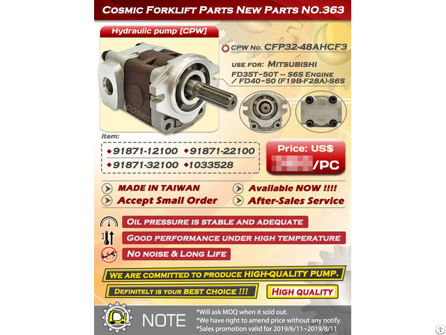 Hydraulic Pump Cpw Cosmic Tw No 363