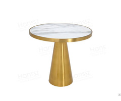 Modern Round White Marble Dining Table With Tulip Golden Legs