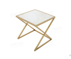 Small Rectangular Side Table With Gold Metal Frame