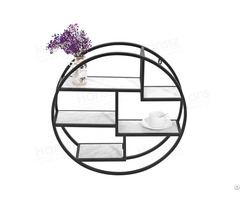 Elegant Round Marble Wall Top With Black Metal Frame