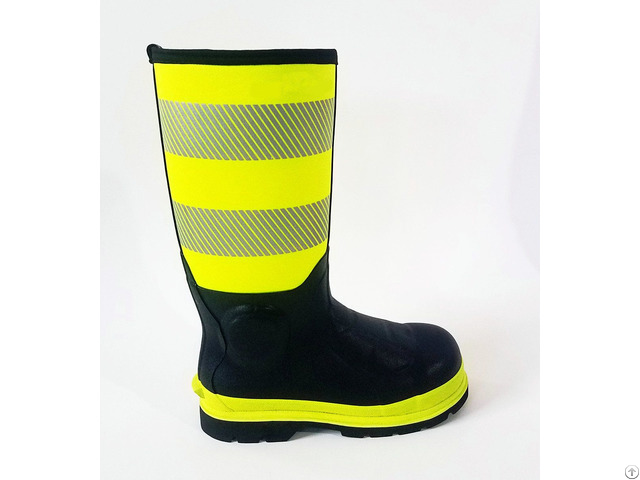 Hi Visibility Safety Boot Handmade Of Natural Rubber Protective Toe Cap Anti Static