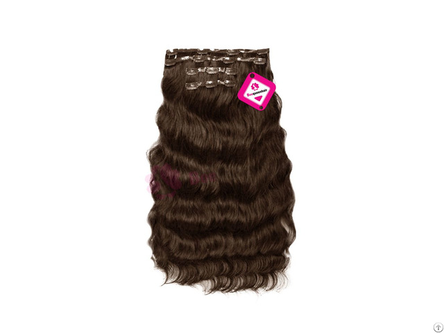 Clip In Body Wavy Hair Dark Brown Color