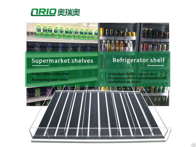 Supermarket Display Merchandise Shelf Pusher System Flex Gravity Roller