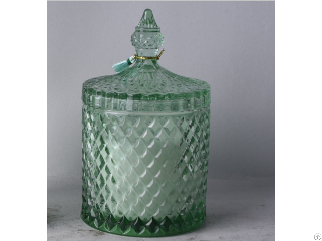 Eco Friendly Luxury Scented Green Glass Candles Jar With Lid For Wedding