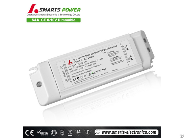 Saa Power Supply 12v 20w 0 10v Dimmable Led Driver For Light