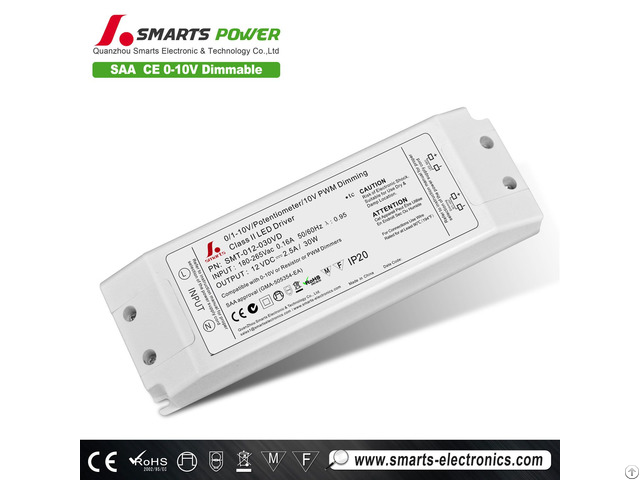 Pwm Dimmable Led Driver 12v 30w Class Ii Power Supply 7 Years Warranty