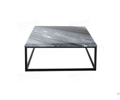 Rectangle Black Metal Frame Grey Marble Coffee Table
