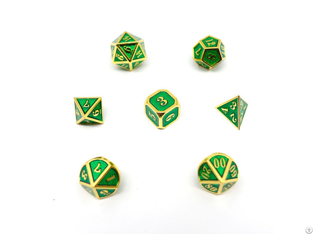 Green Color Metal Dice Set