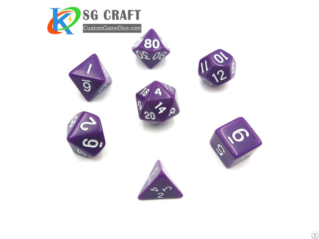 Custom High Quality Purple Plastic Dice Set