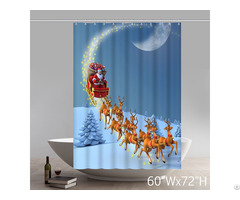 Santa Claus Rides On A Sleigh Pulled By Elk Red Shower Curtains