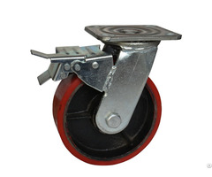 Cast Iron Core Pu Polyurethane Swivel Caster Wheel With Brake