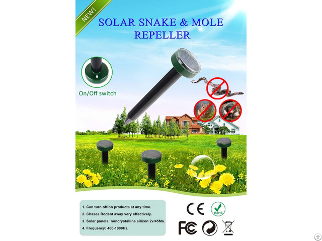 Abs Non Poison Solar Powered Mole Snake Rodent Repeller