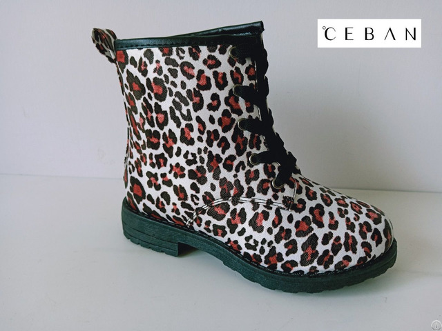 Girl S Leopard Pattern Injection Lace Boots