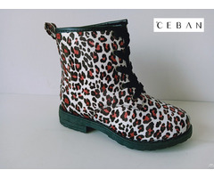 Girl S Leopard Pattern Injection Lace Boots