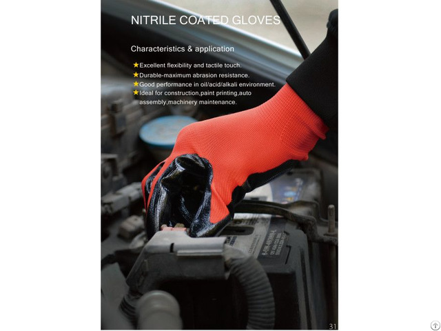 Velvet Nitrile Oil Proof Waterproof Construction Chemical Protective Gloves