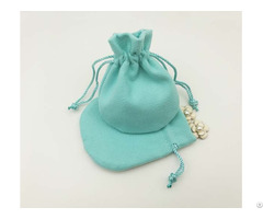 Turquoise Velvet Drawstring Jewelry Bag Round Bottom