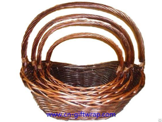 Set Of 4 Boat Shaped Willow Basket Wholesale