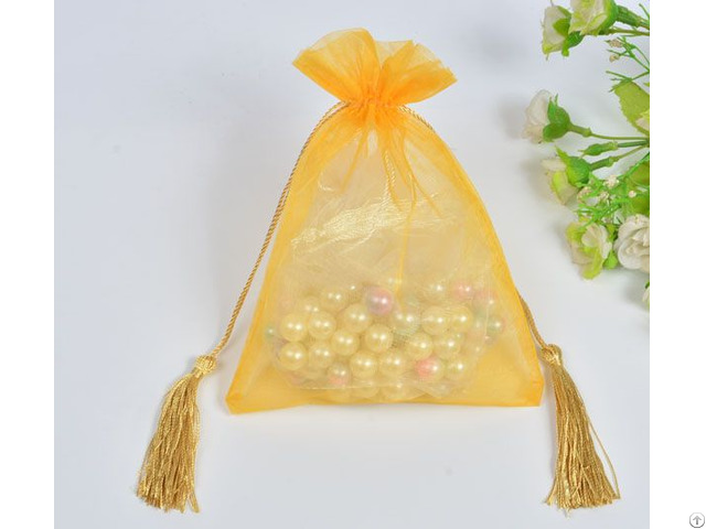 Golden Organza Wedding Favors Gift Bag