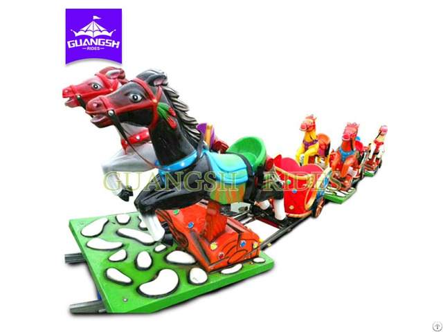 Hot Sale Amusement Kids Ride Racing Horse Train With Track For Children