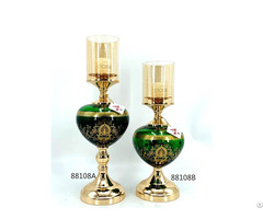 Green Glass Candle Holder For Home