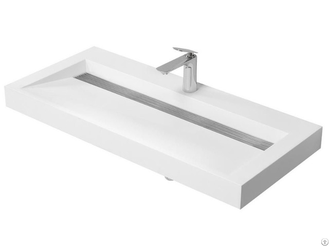 High End Smooth Acrylic Solid Surface Wall Hung Basin With Storage Box