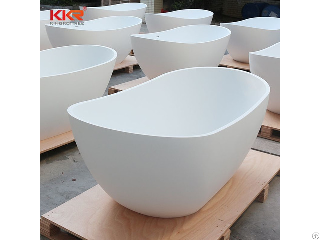 Kingkonree White Tub Oval Bathtub Freestanding Bath