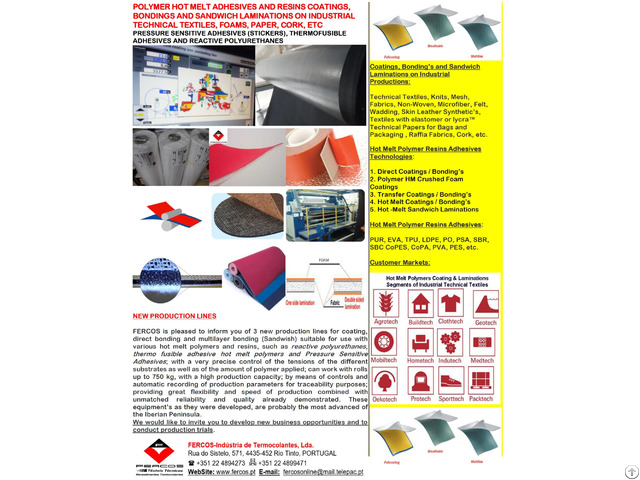 Technical Textile Hot Melt Adhesives Coating Direct Bonding And Laminations