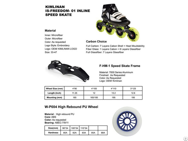 China Kimlinan Is Freedom 01 Inline Speed Skate Maufacture