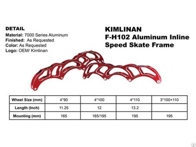 High Quality New Professional Kimlinan F H102 Aluminum Inline Speed Skate Frame Wholesale