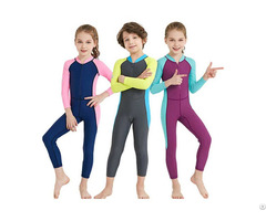 Children One Piece Swimwear Long Sleeve Rash Guard Kids Swimsuit